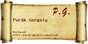 Parák Gergely névjegykártya