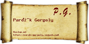 Parák Gergely névjegykártya